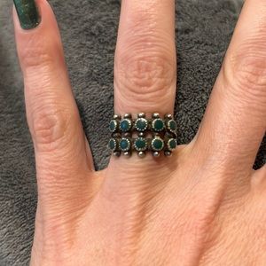 EUC Sterling Silver/Malachite Ring Size 8